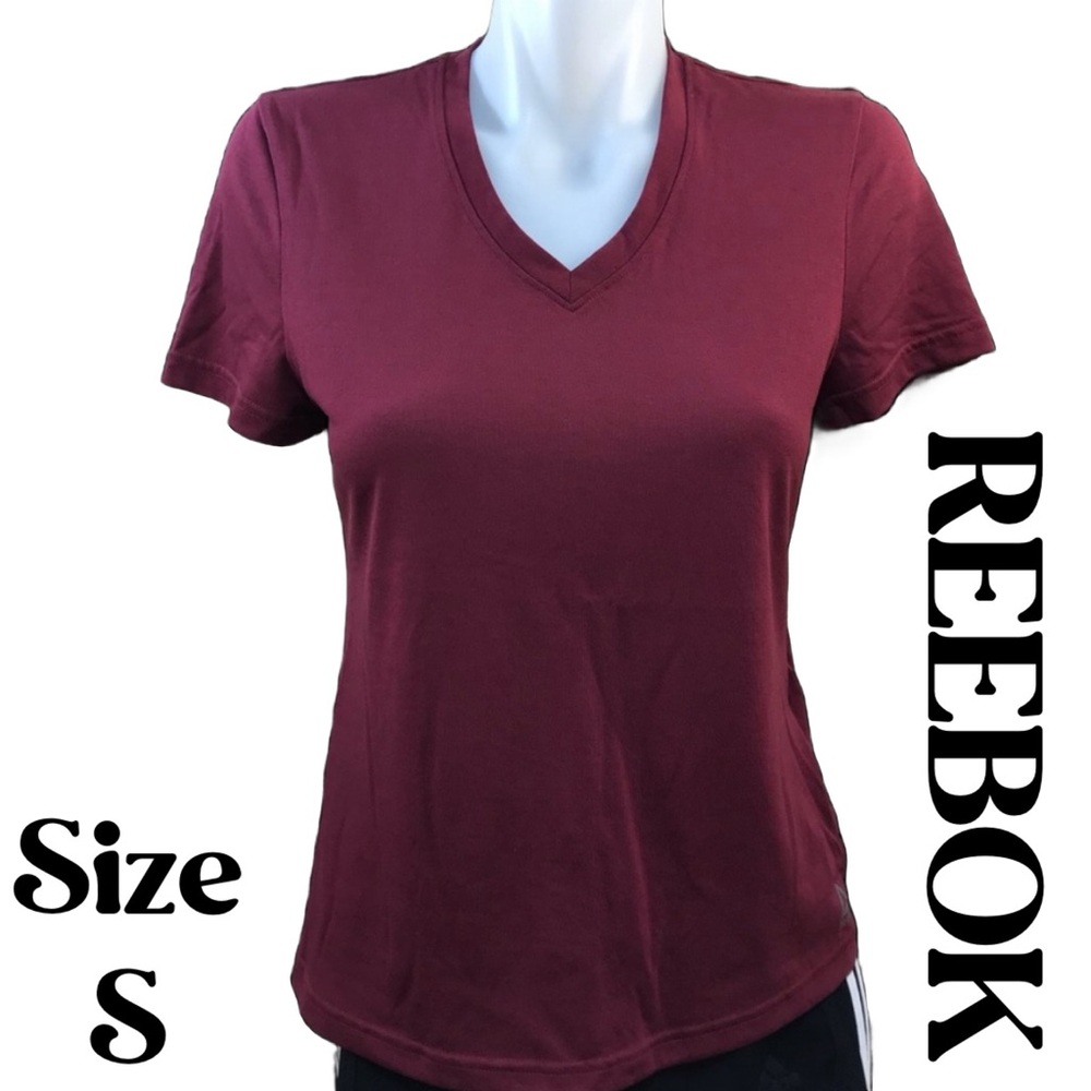 REEBOK NWOT SPEEDWICK SUPREMIUM ACTIVE WEAR V NECK  T-SHIRT MAROON WINE SIZE S